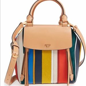 Tory Burch Balloon Stripe Half Moon Satchel